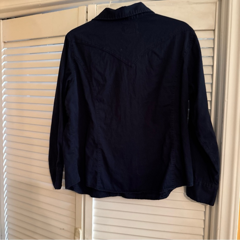 Women's Navy Button Down Shirt - Picture 5 of 16